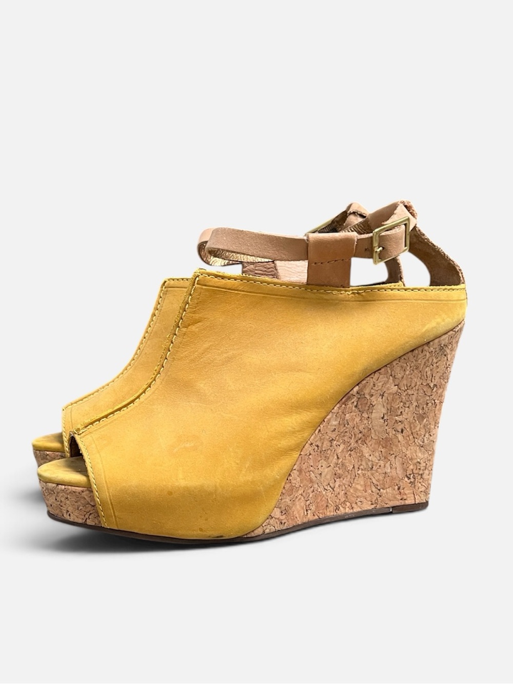 Cynthia Vincent Nubuck Cork Wedge Sandal in Marigold Women’s Size 7 1/2